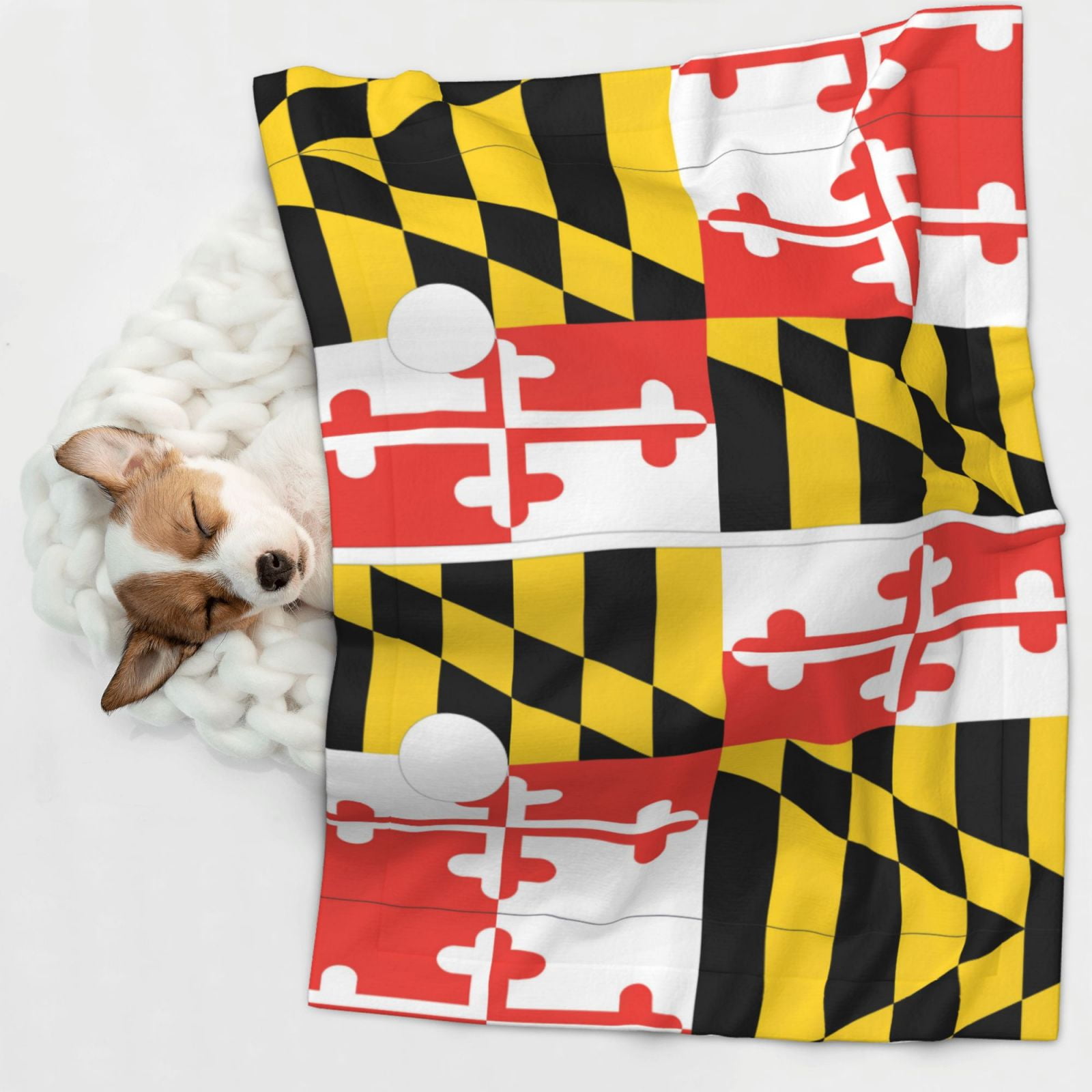 Maryland Flag Dog Blanket Soft Warm Flannel Cat Blanket Great Pet Throw for Cats Puppy Small Medium Large Dog