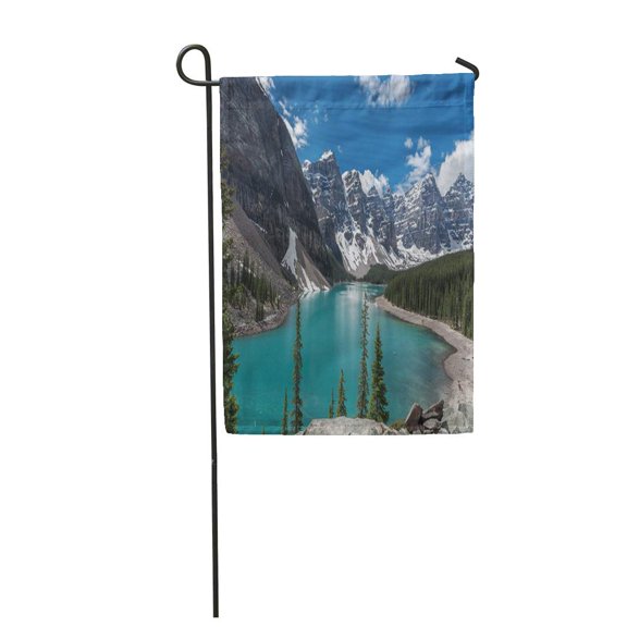 SIDONKU Beautiful Panoramic View Over Moraine Lake in Jasper National Park Summer Canadian Garden Flag Decorative Flag House Banner 12x18 inch