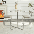 thumbnail image 3 of Hi loPres 36" Modern Round Glass Bar Table, Tempered Glass High Counter Table with Sturdy Silver Chrome Pedestal Base for Kitchen, Breakfast Nook, 3 of 7