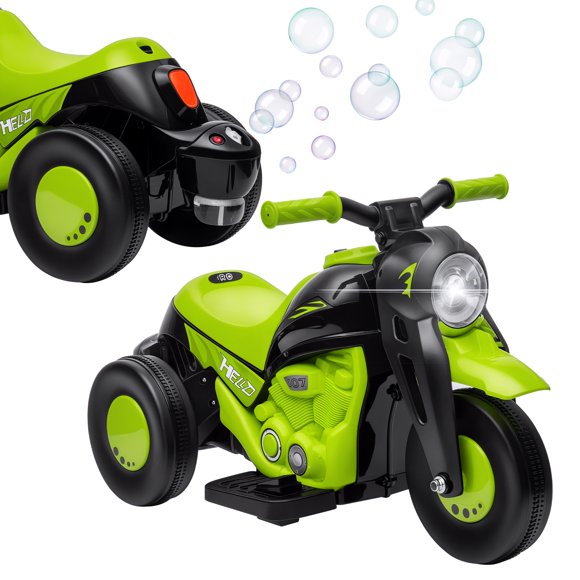 Qaba Electric Bike, Ride on Bubble Car w/ LED Headlight, Music Green