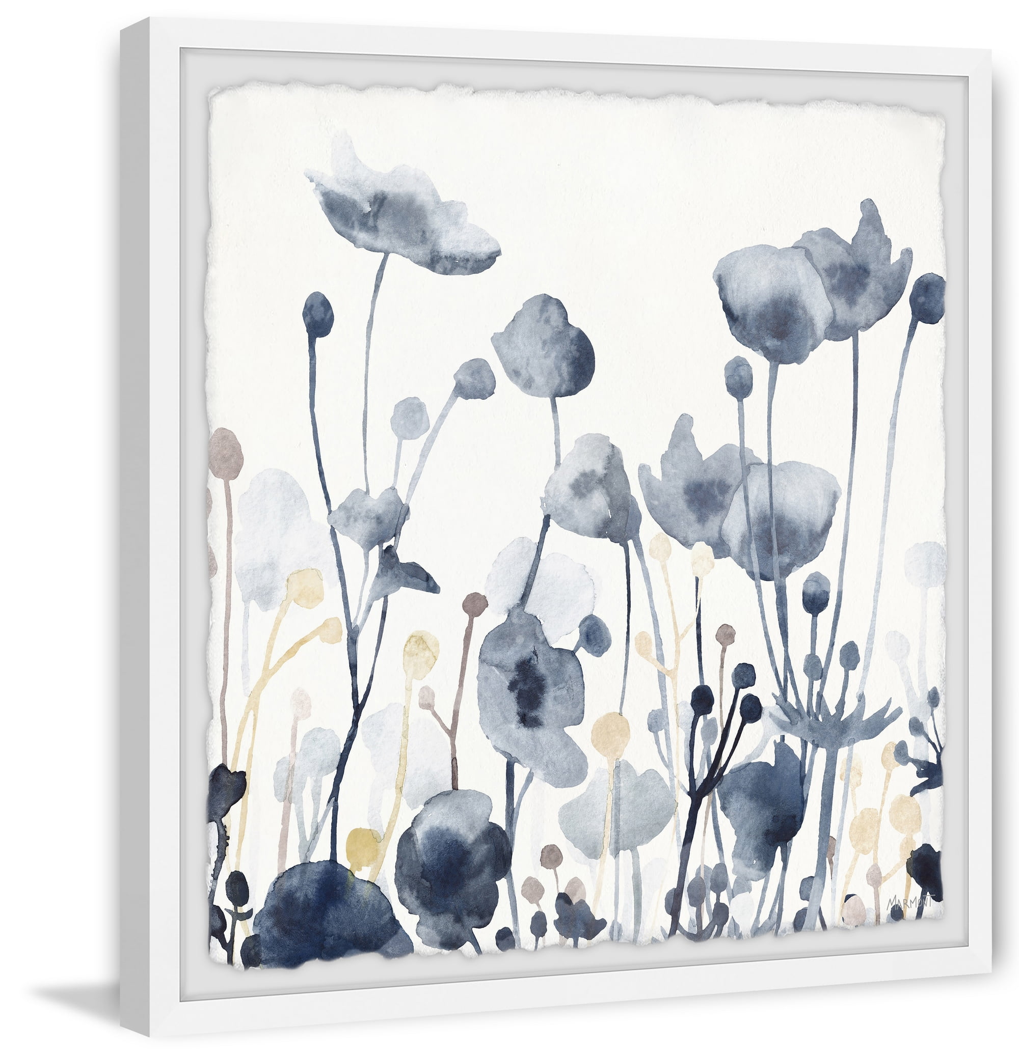 Marmont Hill Flower Blues Framed Wall Art, 32" x 32"