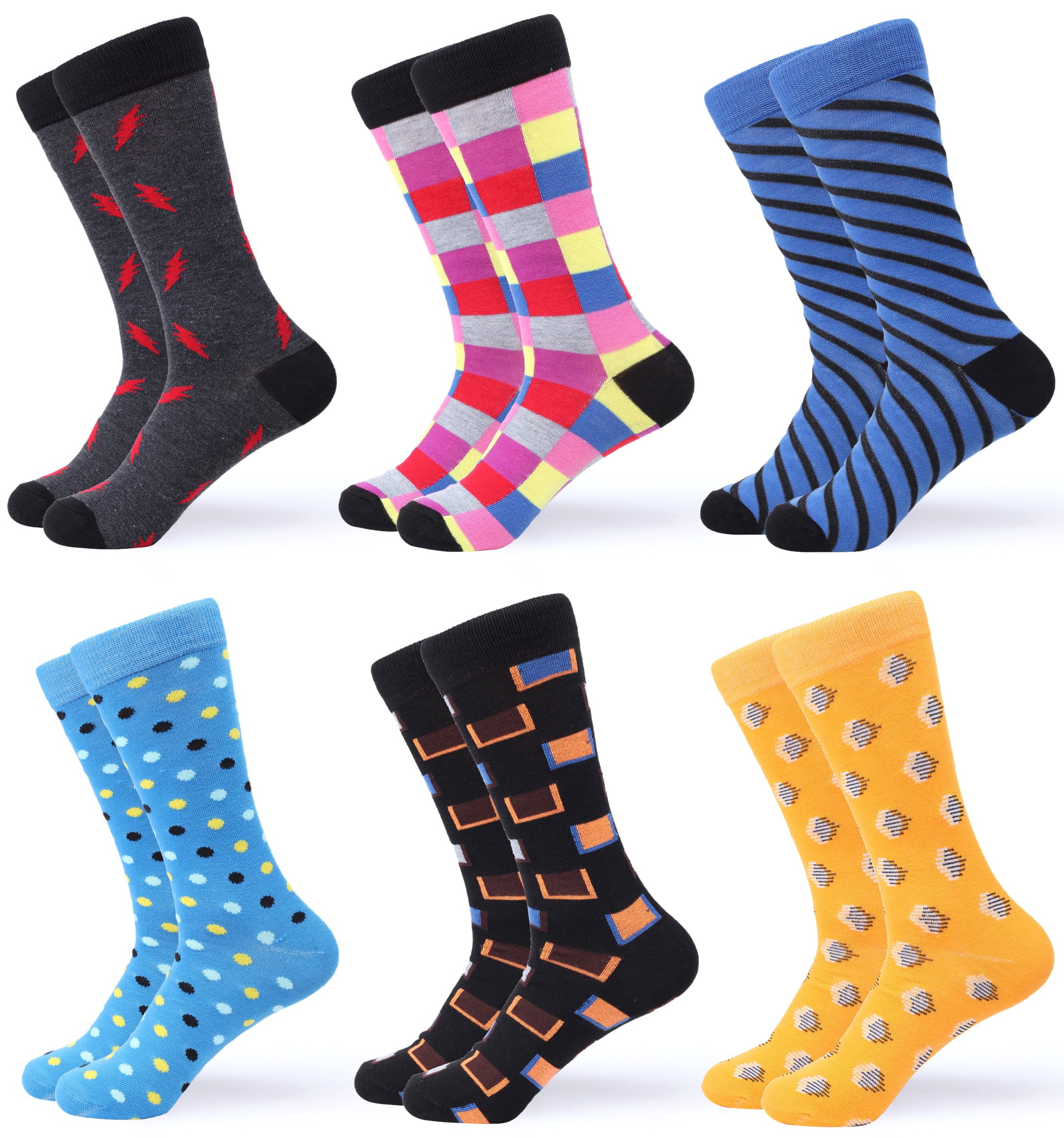 Gallery Seven Mens Dress Socks Funky Colorful Socks for Men - 6 Pack ...