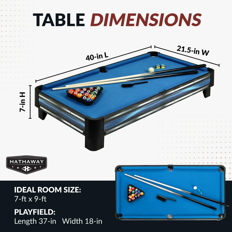 Hathaway, Breakout Pool Table, 40-in, Blue with Accessories