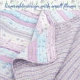 thumbnail image 2 of Cozy Line Home Fashions Shabby Chic Floral Ruffle Stripe 100% Cotton Reversible Quilt Set (Lavender, Queen - 3 Piece), 2 of 6