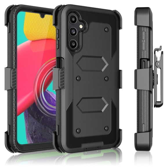 EBIZCITY Phone Cases for Samsung Galaxy A14 5G (2022) 6.6", [Built-in Screen Protector] Combo Holster Belt Clip [Heavy Duty] [Kickstand] Full-Body Rugged Holster Case -Black