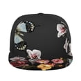 thumbnail image 2 of Daiia Butterfly with Fowers print Flat Bill Hats Flat Brim Trucker Cap Baseball Cap Adjustable Classic Low Profile Hat Unconstructed Plain Cap, 2 of 9