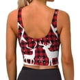 thumbnail image 4 of Goofa Christmas Buffalo Plaid Printed Sports Bras for Women, High Impact Running Bra Workout Crop Tank Tops Longline Sports Bra Push up-, 4 of 9
