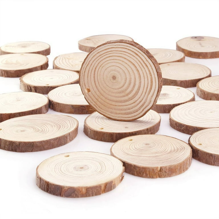 20pcs Unfinished Wooden Slices, Natural Wood Coasters Of Various