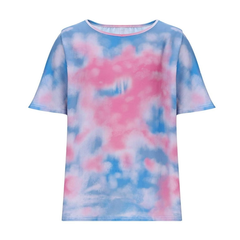 Womens Oversized T Shirt Short Sleeve Drop Shoulder Tie Dye
