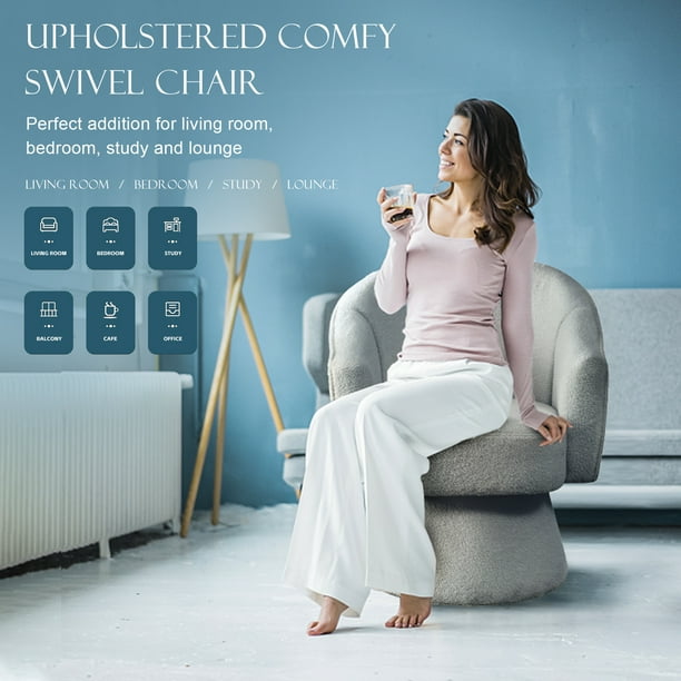 KINFFICT Swivel Accent Chair Armchair, Comfy Round Barrel Chair for