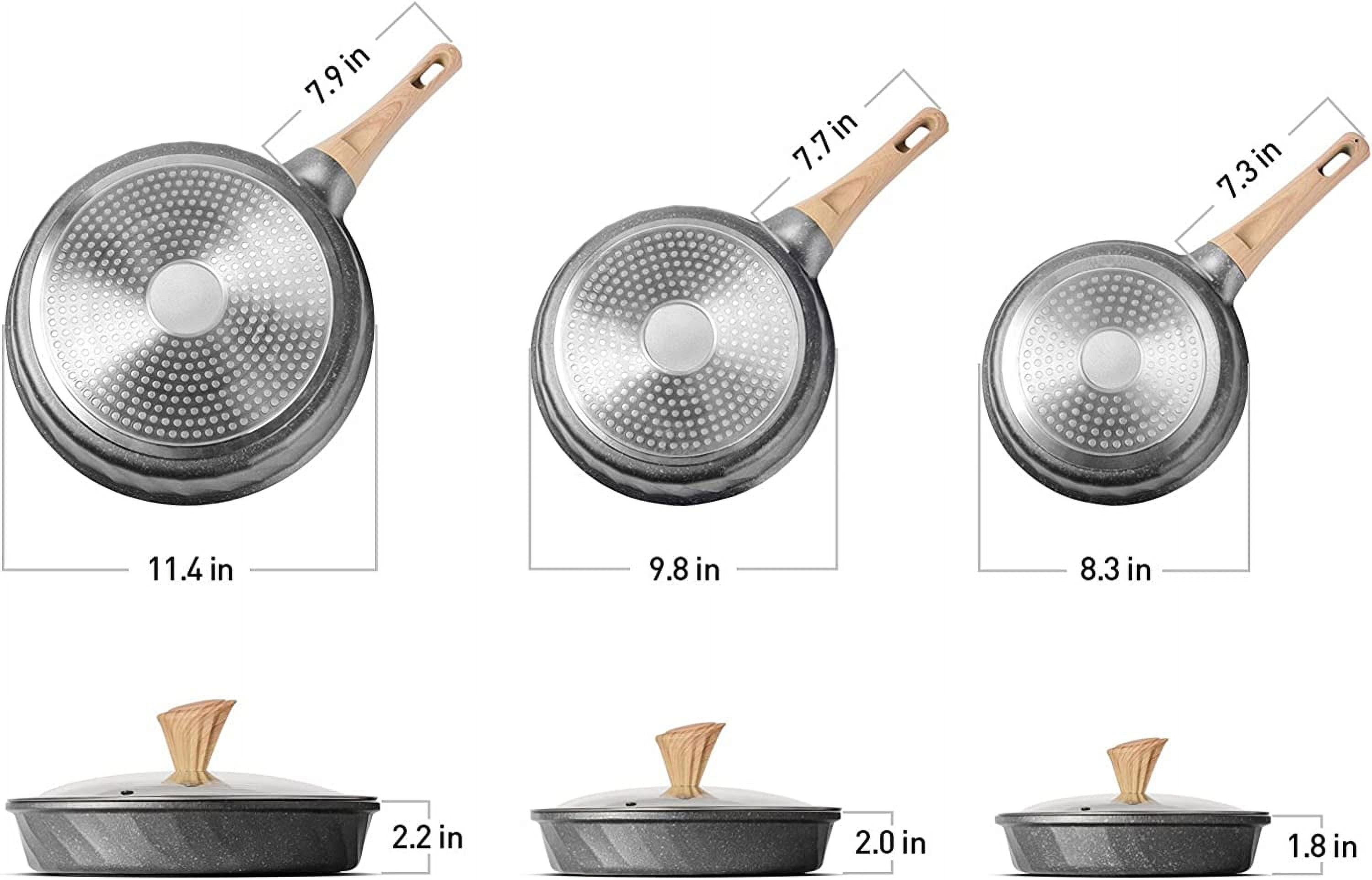  SODAY Pots and Pans Set Non Stick, 12 Pcs Kitchen Cookware Sets  Induction Cookware Granite Cooking Set with Frying Pans, Saucepans, Steamer  Silicone Shovel Spoon & Tongs (White) : Home 