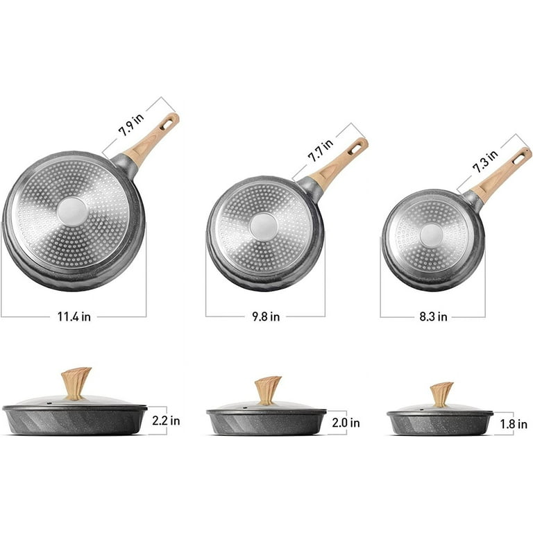 YIIFEEO Nonstick Frying Pan Set, Granite Skillet Set with 100
