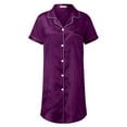 thumbnail image 2 of PEASKJP Womens Nightgown Dress Women V-Neck Short Sleeve Summer Dresses Spring Casual Loose T-Shirt Tunic Short Dress Pajamas with Pockets (Purple,L), 2 of 4