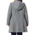 thumbnail image 4 of DARING DIVA Women's Plus Size Single Breasted Detachable Hooded Overcoat 2X Grey, 4 of 6