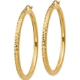 thumbnail image 3 of 14K Yellow Gold Diamond-Cut 3mm Round Hoop Earrings (45 X 3) Made In Peru tc270, 3 of 6