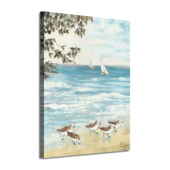 ARTISTIC PATH Ocean Abstract Artwork Coastal Picture: Sea Birds Graphic Art Print on Canvas Wall Art for Bedroom(11" W x 16" H, Multi-Sized)