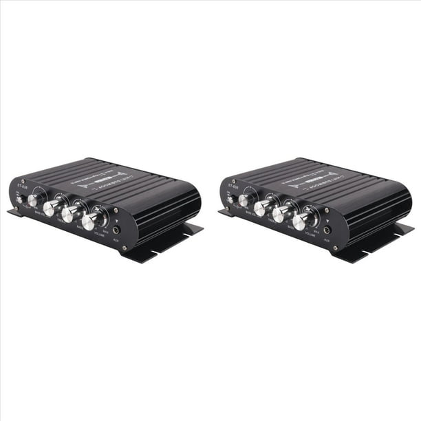 2X Amplificador HIFI -838 Mini Amplificador MP3 para Coche de 2.1 Canales Entrada Auxiliar Ajuste de Graves Altos y Bajos Amplificador Supergraves 20Wx2+40W