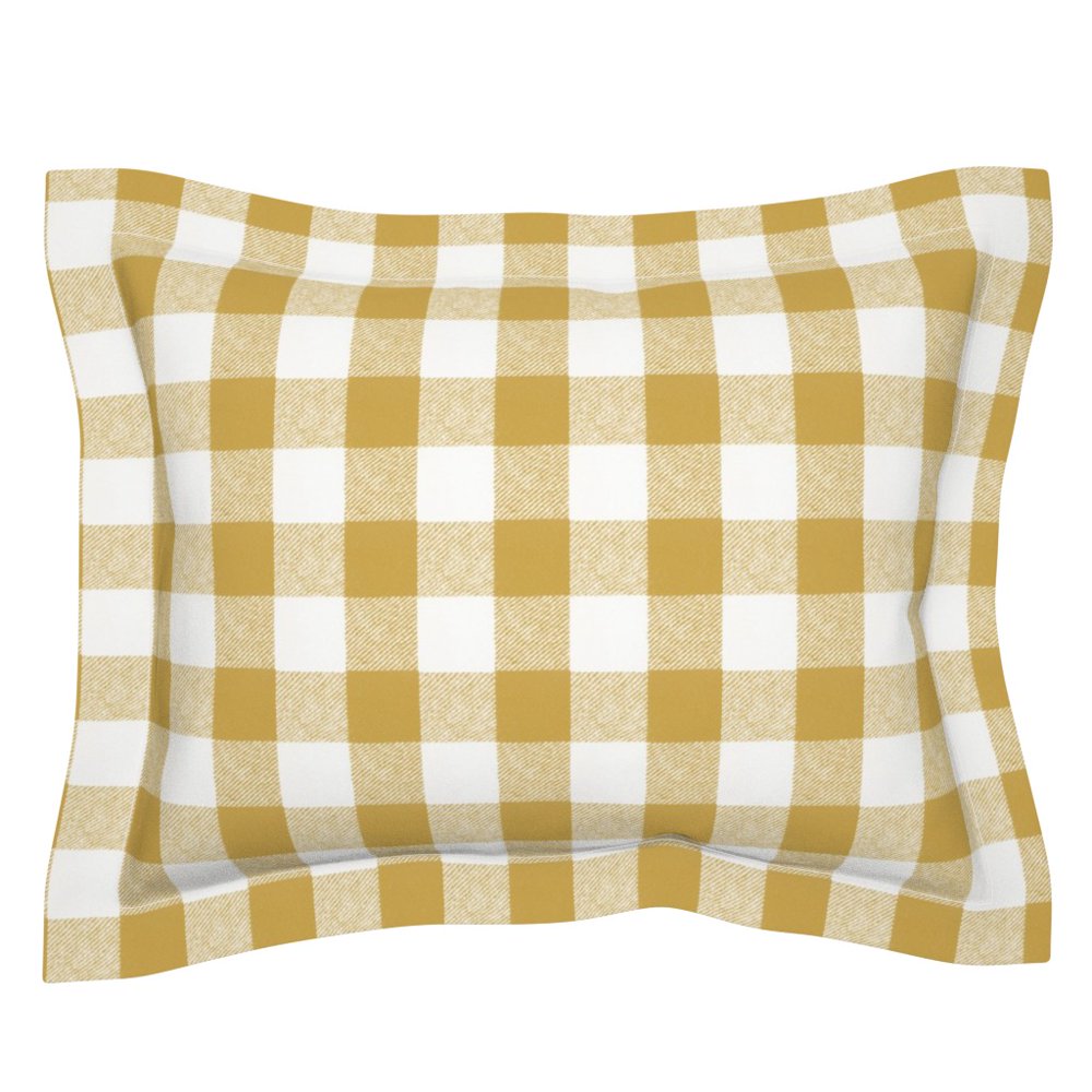 Plaid Rustic Gold Check Buffalo Mustard Yellow Gingham Pillow Sham by