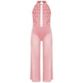 thumbnail image 3 of TTAO One Piece Rompers Overall for Girls Rhinestones Dance Bodysuit Disco Party Wide Leg Pants Playsuit Pink 12, 3 of 5