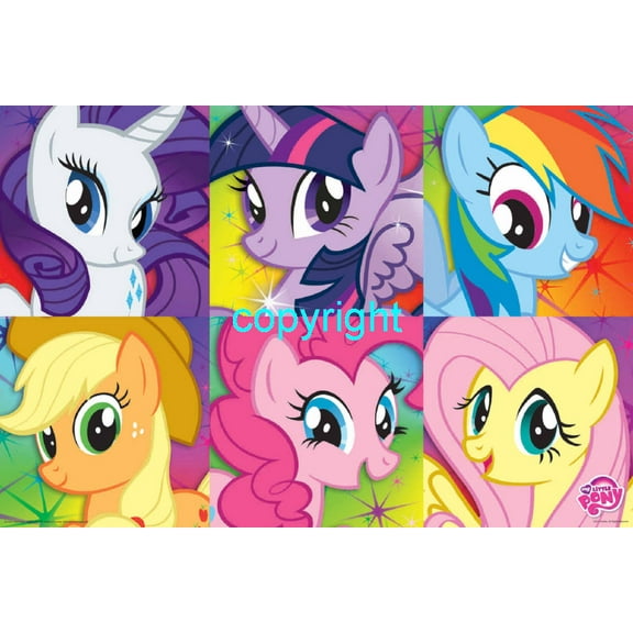 My Little Pony Poster Poster 24"x36" 24x36 Poster Multi-Color Square Adults Poster Time