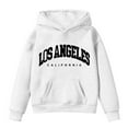 thumbnail image 4 of Telankuip Oversized Hoodies for Teen Girls Los Angeles Letter Print Drop Shoulder Pullover Sweatshirts Children Casual Workout Long Sleeve Loose Hooded Tops with Pocket White 11-12 Years, 4 of 4