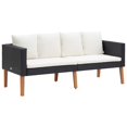 thumbnail image 1 of vidaXL 2-Seater Garden Sofa with Cushions Poly Rattan Black, 1 of 5
