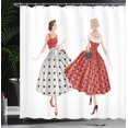 thumbnail image 3 of Ambesonne Fashion Shower Curtain, French Brunette and Blonde, 69"Wx75"L, Vermilion Pale Grey, 3 of 4