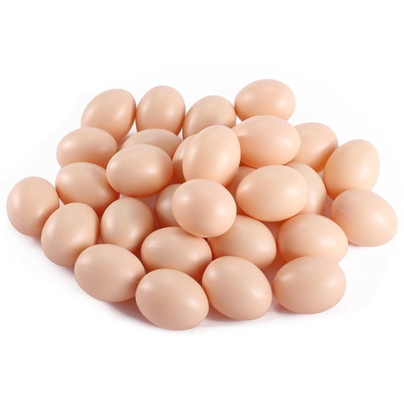 Melvexa 50Pcs Plastic Fake Eggs,Faux Eggs,Artificial Eggs,Realistic Eggs,DIY Dyeable Craft Eggs,Easter Eggs for Painting,Home Decor