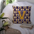 thumbnail image 3 of Letter V Football Purple and Gold Fabric Decorative Pillow, 3 of 4