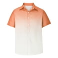 thumbnail image 5 of UVEASISHA Clearance Sales Mens Gradient Linen Shirts Lightweight Casual Short Sleeve Button Down Shirt Beach Breathable Loose Hawaiian Shirts with Pocket Orange 3XL, 5 of 7