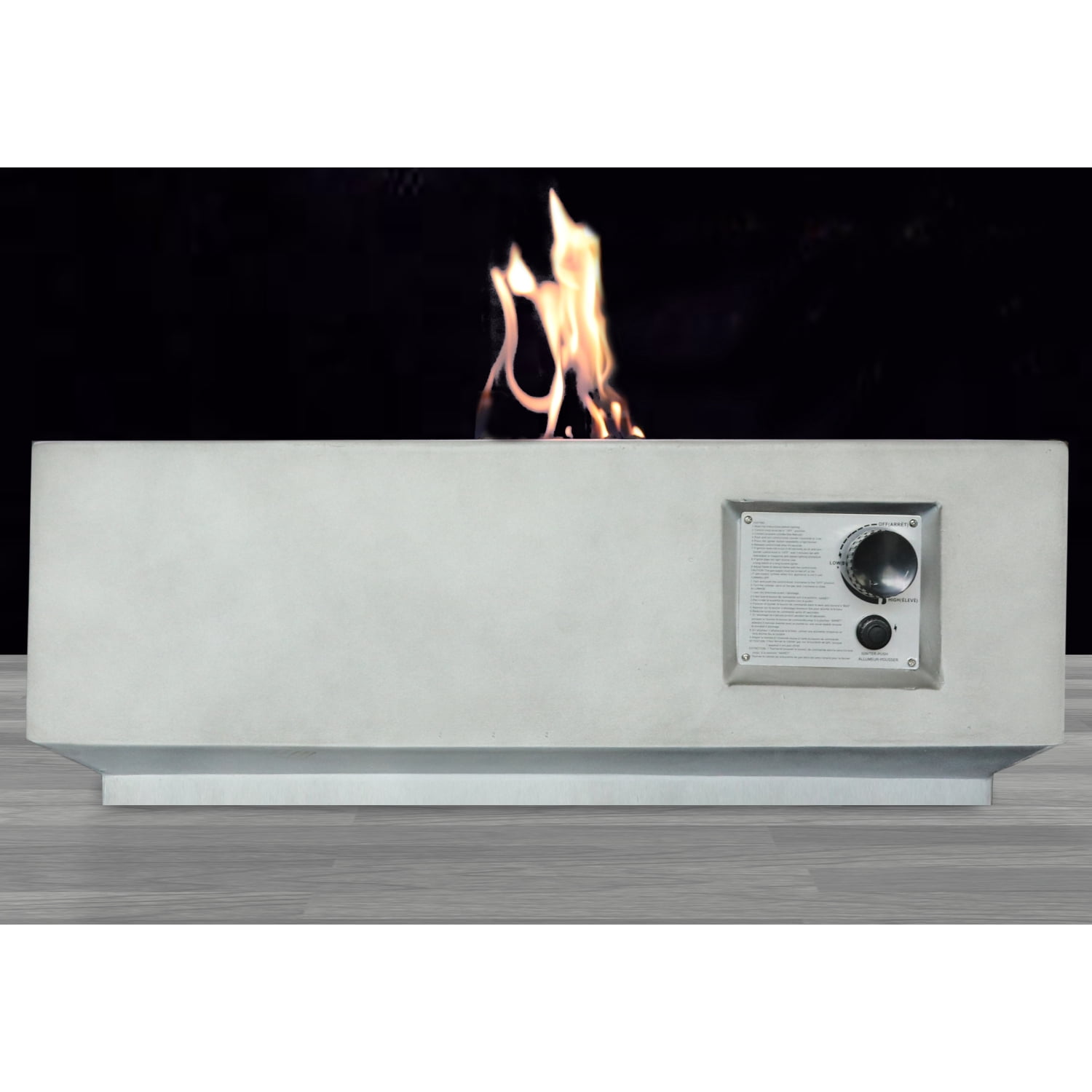 E-Western Fiber Reinforced Concrete Propane Gas Fire Pit Table - Outdoor Patio Fireplace, Rust-Resistant, 40,000 BTU, Gray, CHN Made