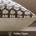 thumbnail image 2 of Block Print Pillow Covers 20x20 Inch Set of 2, Vintage Floral Throw Pillow Cases Neutral Linen Farmhouse Cushion Covers for Couch Sofa Bed Chair Living Room, Brown, 2 of 6