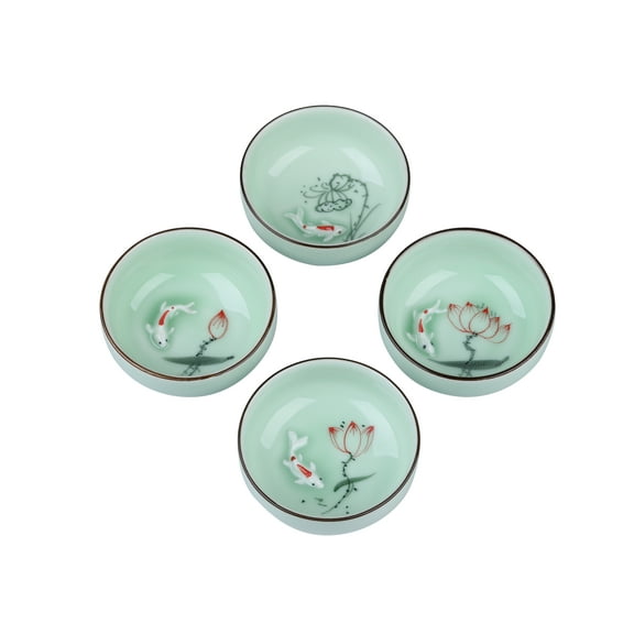 Set of 4 Pcs Chinese Tea Cup, Teacup, Small Tea Cups