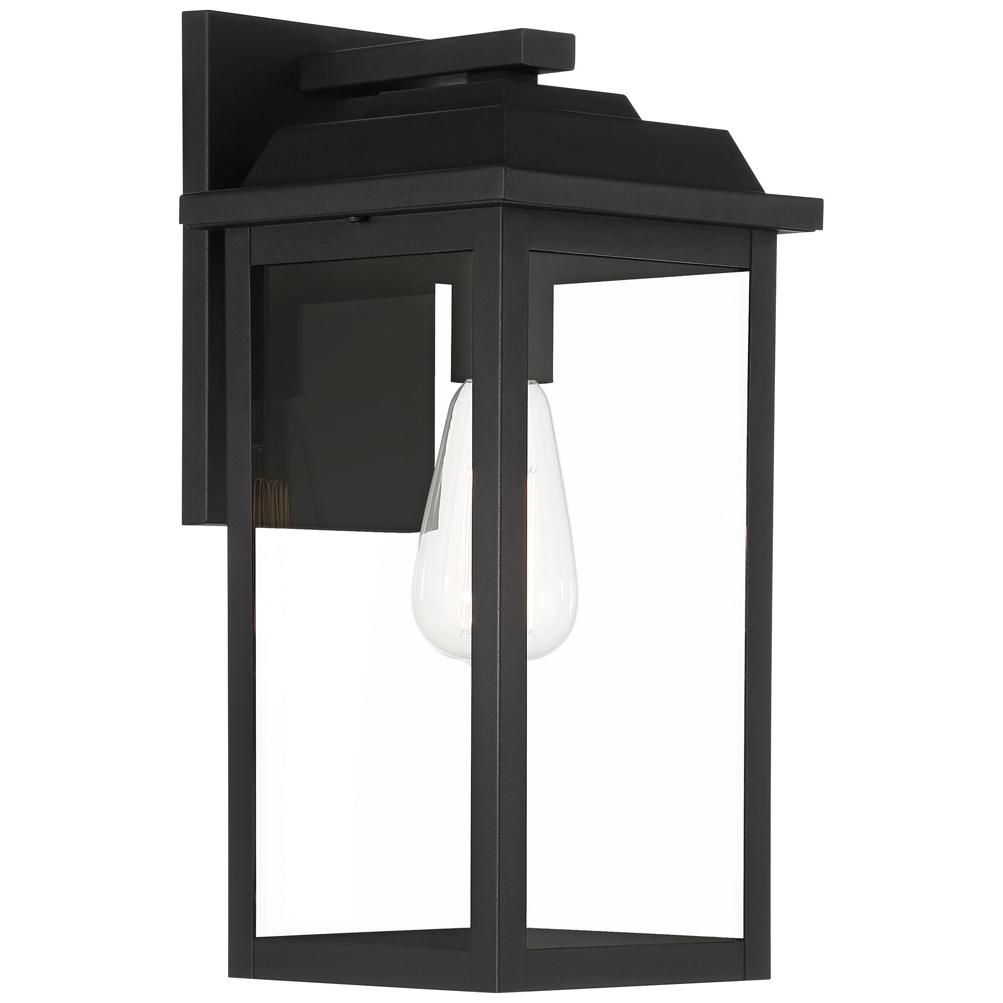 John Timberland Eastcrest Modern Outdoor Wall Light Fixture Textured Black 15 1/4" Clear Glass Panels for Post Exterior Barn Deck House Porch Yard