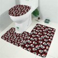 thumbnail image 2 of Black Skull Rose Pattern Bathroom Rugs Sets 3 Piece,Toilet Cover Set,Absorbent Non Slip Bathroom Mats Sets with U-Shaped Contour Rug Toilet Rug Set, 2 of 5