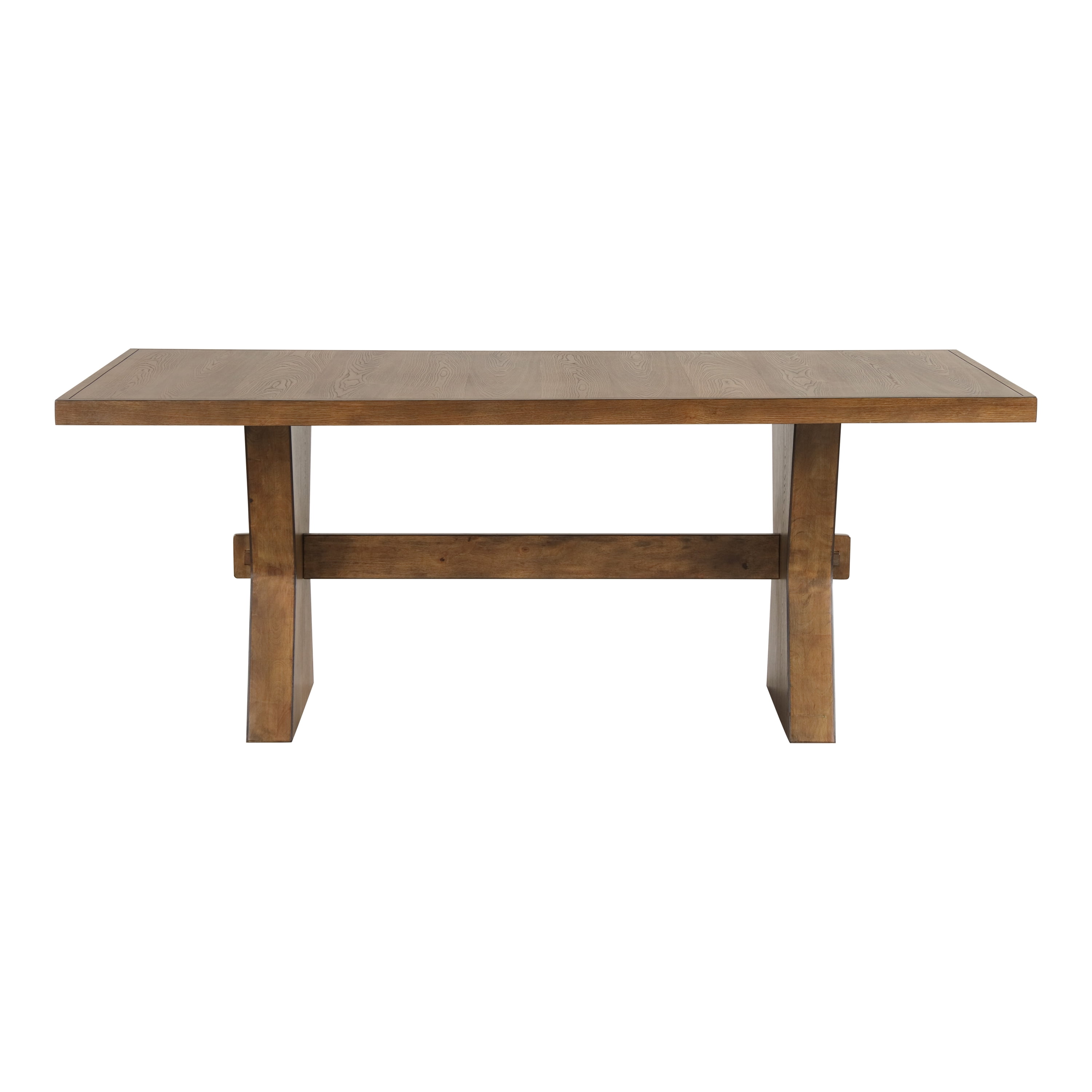 Furniture of America Reymo 78" Trestle Dining Table, Rustic Oak