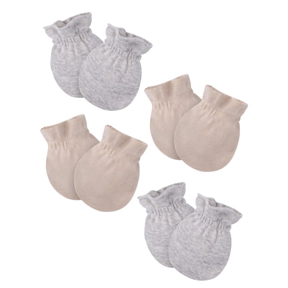 Gerber Baby Boy or Girl Neutral Adjustable Cotton Mittens, 4-Pack, 0/6 Months