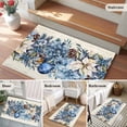 thumbnail image 5 of Blue Poinsettia Christmas Entryway Rug 2'x3'&nbsp; Non Slip Front Door Mats, Xmas Botanical Balls Snowflake Retro Entrance Rugs Indoor Outdoor Carpet, Floor Mats Small Area Rug for Bedroom Kitchen, 5 of 8
