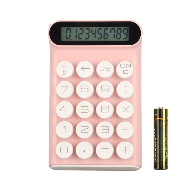 Calculadora de interruptor azul 20 teclas Apagado inteligente Calculadora mecánica desmontable antideslizante con pantalla LCD de 10 dígitos rosa