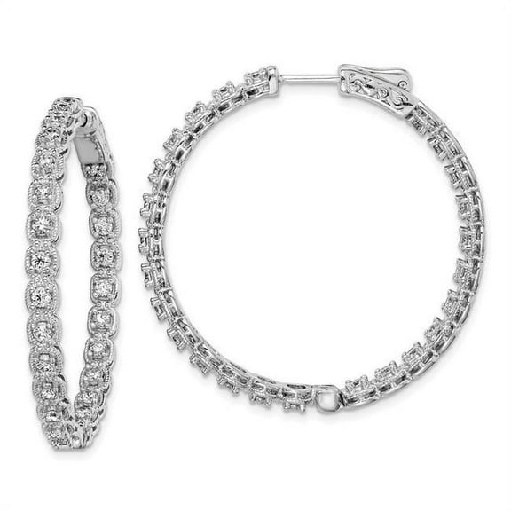 Primal Silver Sterling Silver Rhodium-plated Cubic Zirconia In and Out Hoop Earrings