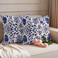 thumbnail image 2 of Vintage Flower Pillow Covers 2 Pack Spring Abstract Dark Blue Floral Leaf Pattern Linen Texture Pillowcase Waterproof Outdoor Throw Pillow Cover for Patio Garden Square Cushion 24”x24”, 2 of 9