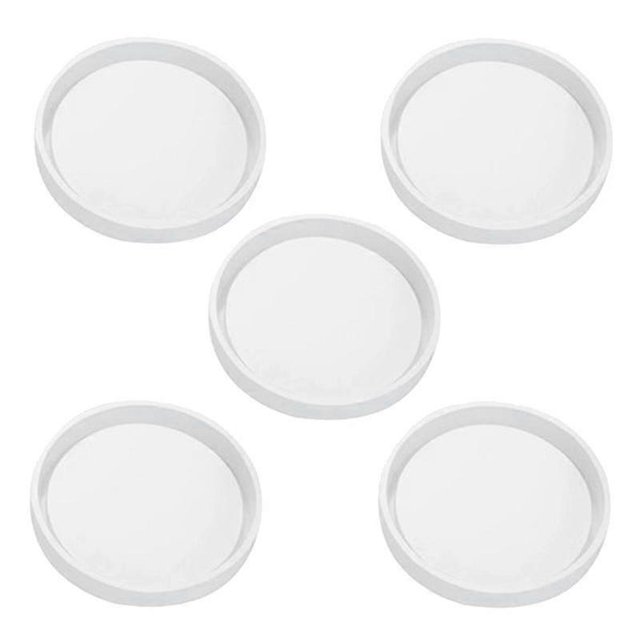 Paquete de 5 moldes de Silicona shaofei para posavasos redondos grandes 8 cm blanco transparente
