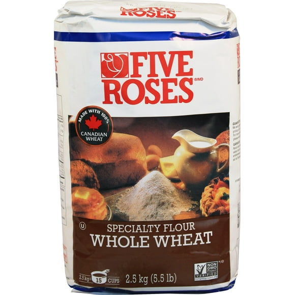 Five Roses Whole Wheat Flour - Pack of 10 - 2.5kg Each - Premium Milled Flour for Nutritious Baking (10c