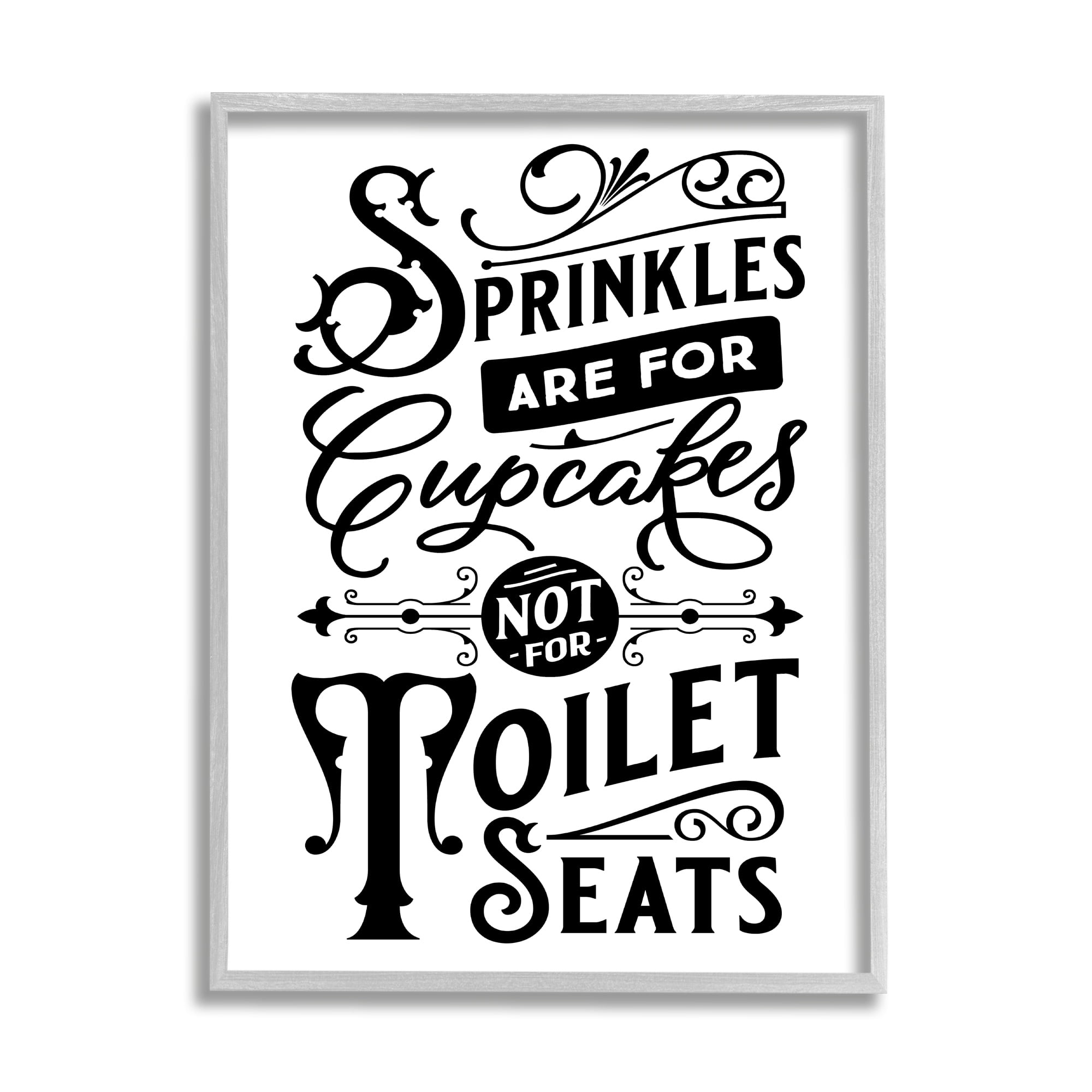 Stupell Industries Humorous Bathroom Toilet Seat Phrase Vintage Typography Graphic Art Gray Framed Art Print Wall Art, Design by Lettered and Lined