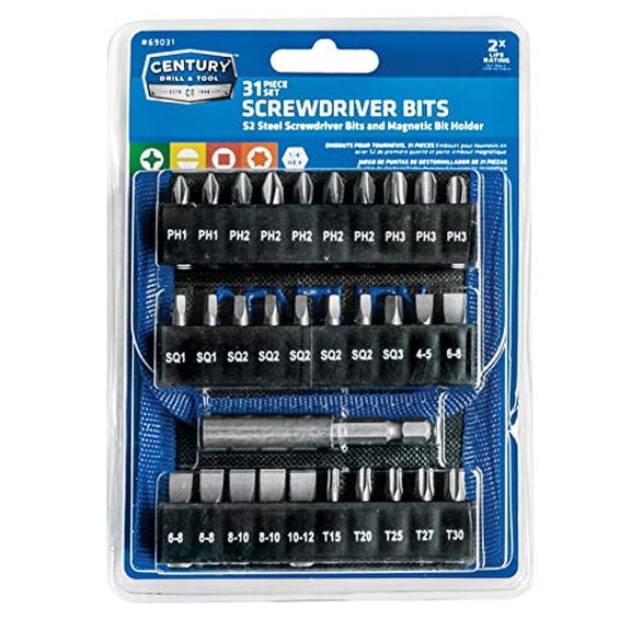 Century Drill & Tool 69031 31 Piece Screwdriving Bit and Holder Set