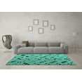 thumbnail image 3 of Ahgly Company Machine Washable Indoor Rectangle Abstract Turquoise Blue Modern Area Rugs, 8' x 10', 3 of 4