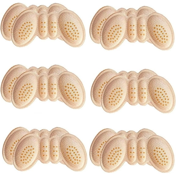 Pain Relief Heel Cushion, Heel Grips Liner Cushions Inserts, Back of Heel Protectors Cushions, Heel Grips Liner Cushions Inserts for Loose Shoes, Heel Pads Insert (6 Pairs Beige)
