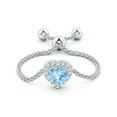 thumbnail image 2 of ANGARA Natural Heart-Shaped Aquamarine Bolo Ring with Diamond Halo in 14K White Gold for Women (Size-4mm) | March Birthstone, Birthday, Anniversary, Jewelry Gift for Women | Natural Aquamarine Ring, 2 of 9