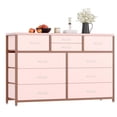 thumbnail image 4 of Jojoka 10-Drawers TV Stand Entertainment Center for 55" TV, Dresser Chest of Drawers for Bedroom, Wood Top & Fabric Drawer Storage Organizer Console Table for Living Room, Entryway, Girl Pink, 4 of 8