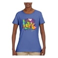 thumbnail image 2 of Colorful Rainbow Paint Love Streetwear Womens Graphic T-Shirt, Light Blue, Small, 2 of 3